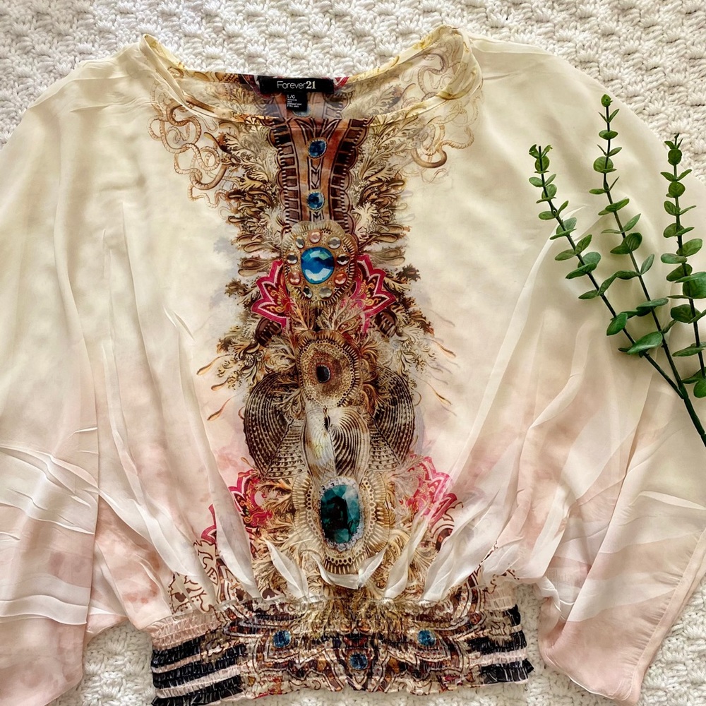 Forever 21 flowy peacock shirt